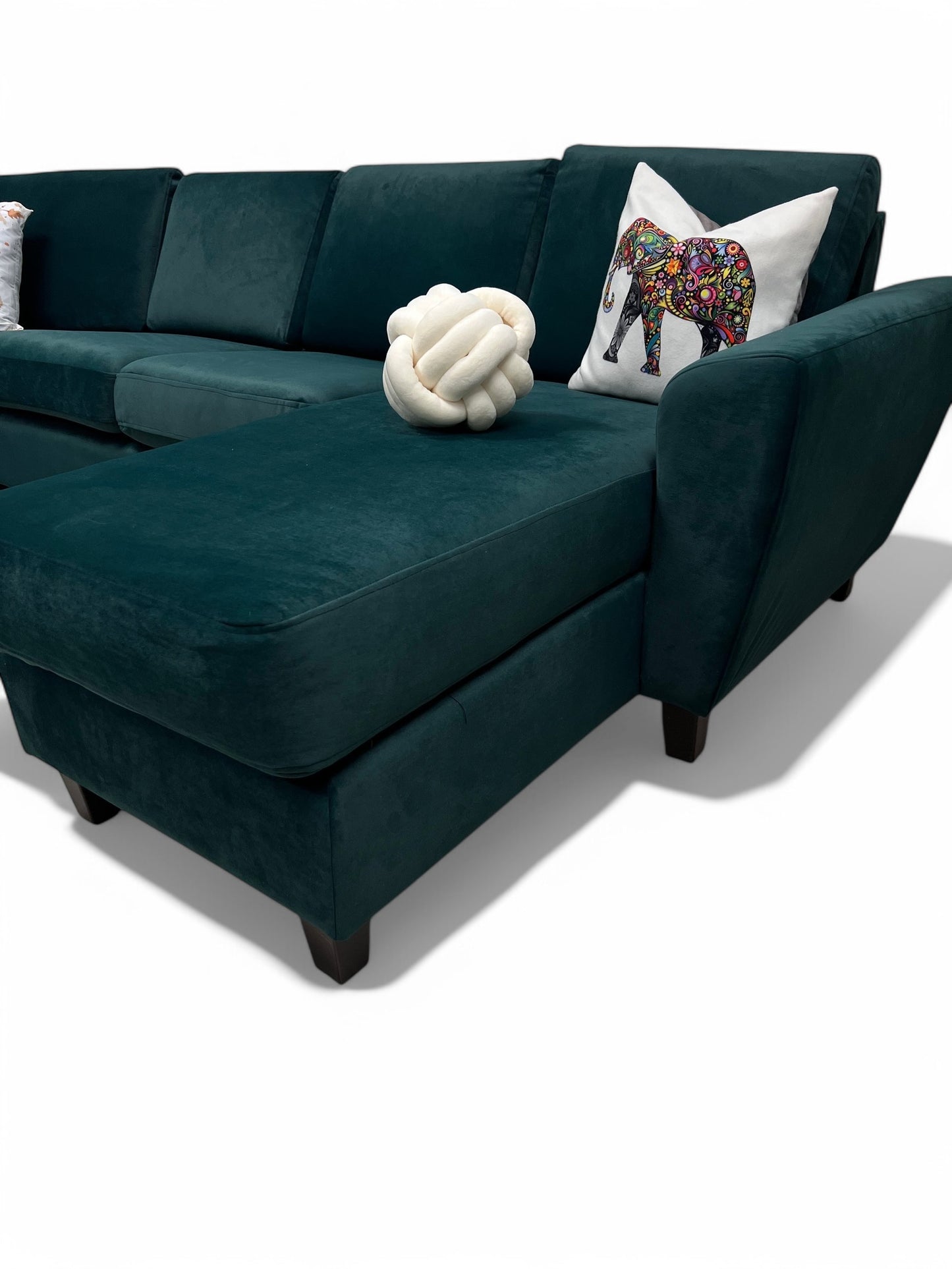 Nyomtrukket nydelig Formfin U design hjørnesofa i fløyel