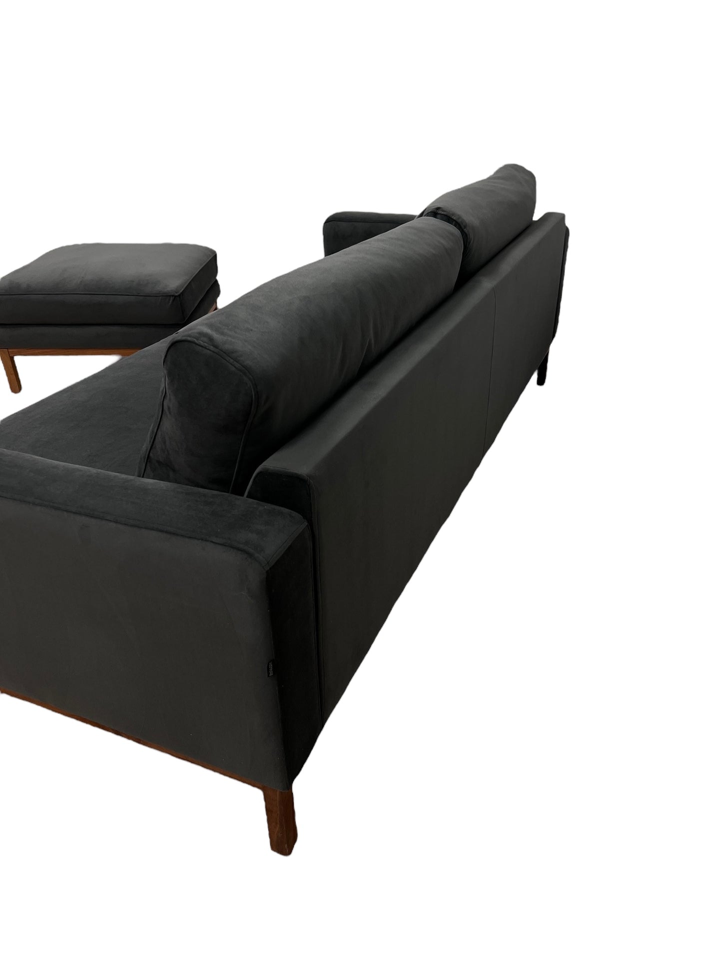 Nyomtrukket og lekkert Bolia North 3 seter sofa m pall i fløyel