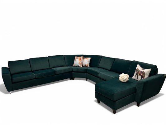 Nyomtrukket nydelig Formfin U design hjørnesofa i fløyel